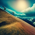 Winter Extreme athlete Sports ski jump on mountain , Generative Ai