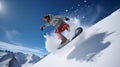 Winter extreme sports cool shot of snowboard and ski in motion