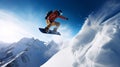 Winter extreme sports cool shot of snowboard and ski in motion