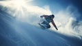 Winter extreme sports cool shot of snowboard and ski in motion