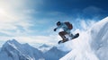 Winter extreme sports cool shot of snowboard and ski in motion