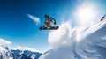 Winter extreme sports cool shot of snowboard and ski in motion