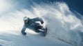 Winter extreme sports cool shot of snowboard and ski in motion