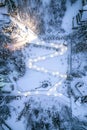 Winter Fairtale Garden Under Snow at Evening Royalty Free Stock Photo