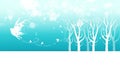 Winter, fairy fantasy with butterfly poster invitation, mist, snowflakes and stars scatter sparkle holiday season card banner,