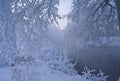 Winter fairy tale. Winter fairy tale. Frosty fog over the Pekhorka river. Royalty Free Stock Photo