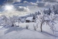 Winter fairytale, heavy snowfall Royalty Free Stock Photo