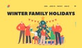 Winter Family Holidays Landing Page Template. Big Happy Family Celebration, Parents, Grandparents and Kids Celebrate Eve