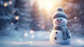 Winter Fantasy: Enchanting Snowman with Knitted Scarf. Generative AI