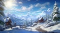 Winter fantasy, snowfall weaves a story of wonder through snowdrifts, a magical winter kingdom