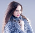 Winter fashion woman in a fur coat.