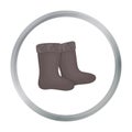 Winter felt boots icon in cartoon style isolated on white background. Royalty Free Stock Photo