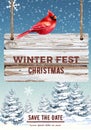 Winter fest hanging wooden sign