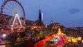 Winter festival in Old town Edinburgh at night Royalty Free Stock Photo