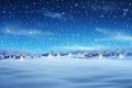 Winter festive landscape with village and white snow-covered trees Royalty Free Stock Photo