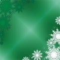 Winter Fine Ornate Snowflakes on the Green Iced Background