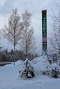 Winter in Finland: Wintertime and Prisma Sign in Kuopio, Finland