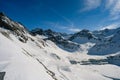 Winter fir trees in mountains covered with fresh snow. Royalty Free Stock Photo