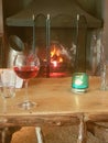 Winter fire wine cosy