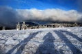 In winter Fischbacher Alpen mountains near Stuhleck peak