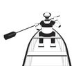 Winter fisherman boating with paddle black and white 2D line cartoon character