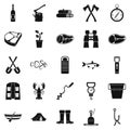 Winter fishing icons set, simple style Royalty Free Stock Photo