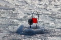 Winter fishing tackle for catching predatory fish on the ice of the river Royalty Free Stock Photo
