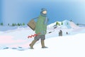 Winter fishing. Vector Illustration