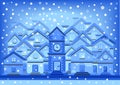 Winter flat design illustration of houses Royalty Free Stock Photo