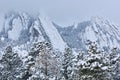 Winter Flatirons Flocked with Snow Royalty Free Stock Photo