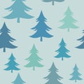 Winter Flora, Forest Firs Christmas Trees Seamless Pattern, Traditional Christmas Surface Pattern, Vector Repeat Pattern