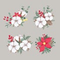 Winter flower compositions. Christmas decoration. Design for card  invitation  banners  flyers  tag Royalty Free Stock Photo