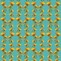 Vine of orange Calendulas winter flower seamless straight repeat type vector pattern background Royalty Free Stock Photo