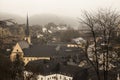 Winter fog views of the city of Luxembourg Royalty Free Stock Photo