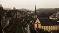 Winter fog views of the city of Luxembourg Royalty Free Stock Photo