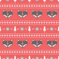 Winter folk art seamless pattern in Scandinavian, Nordic style.