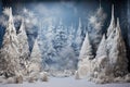 Winter forest with Christmas trees winter nature, holiday background snowy rural landscape winter wonderland Royalty Free Stock Photo