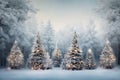 Winter forest with Christmas trees winter nature, holiday background snowy rural landscape winter wonderland Royalty Free Stock Photo