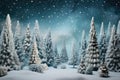 Winter forest with Christmas trees winter nature, holiday background snowy rural landscape winter wonderland Royalty Free Stock Photo