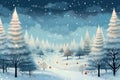 Winter forest with Christmas trees winter nature, holiday background snowy rural landscape winter wonderland Royalty Free Stock Photo