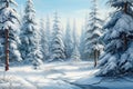 Winter forest with Christmas trees winter nature, holiday background snowy rural landscape winter wonderland Royalty Free Stock Photo