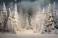 Winter forest with Christmas trees winter nature, holiday background snowy rural landscape winter wonderland Royalty Free Stock Photo