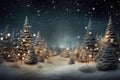 Winter forest with Christmas trees winter nature, holiday background snowy rural landscape winter wonderland Royalty Free Stock Photo