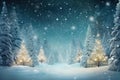 Winter forest with Christmas trees winter nature, holiday background snowy rural landscape winter wonderland Royalty Free Stock Photo