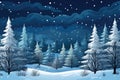 Winter forest with Christmas trees winter nature, holiday background snowy rural landscape winter wonderland Royalty Free Stock Photo