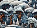 Winter magical forest: realistic background with fantastic landscape