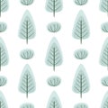 Winter forest Cute frozen seamless pattern with blue trees Merry cristmas wrapping paper, winter background.