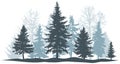 Winter forest evergreen pine, tree isolated. Park Christmas tree. Individual, separate objects. Vector illustration Royalty Free Stock Photo