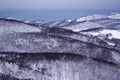 Winter forest landscape view from Mount Kurodake.