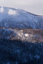 Winter forest landscape view from Mount Kurodake.